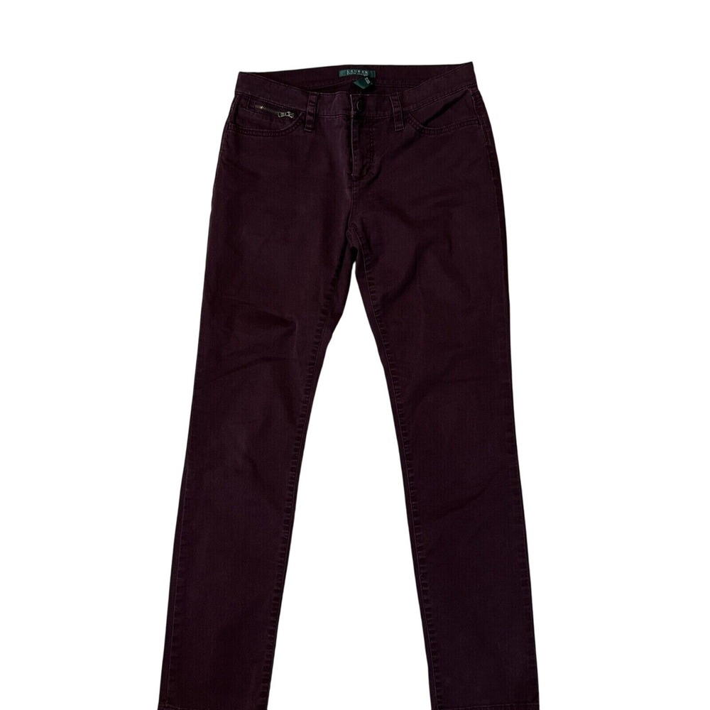 Lauren Ralph Lauren Skinny Pants Womens 4‎ Purple Burgundy Plum Stretch Slim Fit